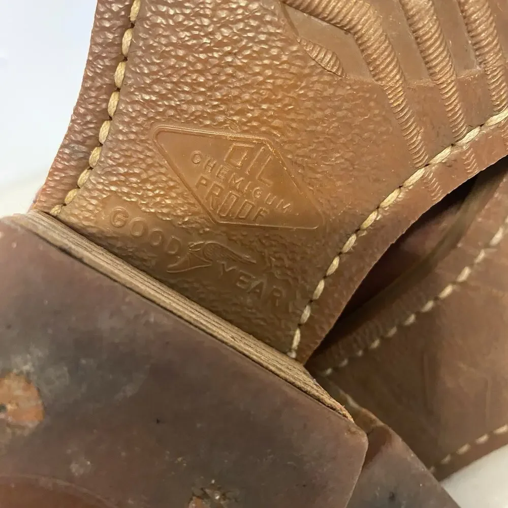 Vintage Goodyear Neolite Brown Leather Boots Oil Chemigum Proof Women Size 7